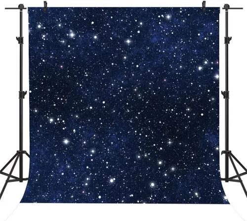 Vista 4 de Sensfun Fondo de fotografía de cielo estrellado nocturno de 6 x 6 pies, universo azul, galaxia, estrellas, boda, estudio fotográfico, cabina