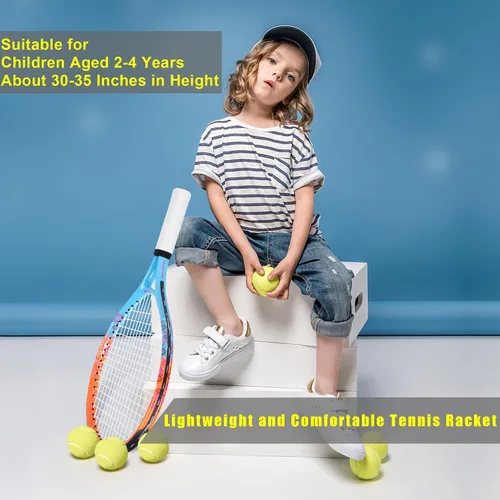 Vista 6 de bo'weiqi Raqueta de tenis para niños de 17"-25" para edades de 2-12 años, raqueta de tenis juvenil ligera para niñas y niños, deportes al aire