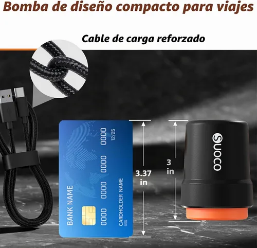 Vista 3 de SUOCO Bomba de vacío de viaje para bolsas de almacenamiento al vacío, mini bomba eléctrica inalámbrica recargable por USB para sellado de Negro