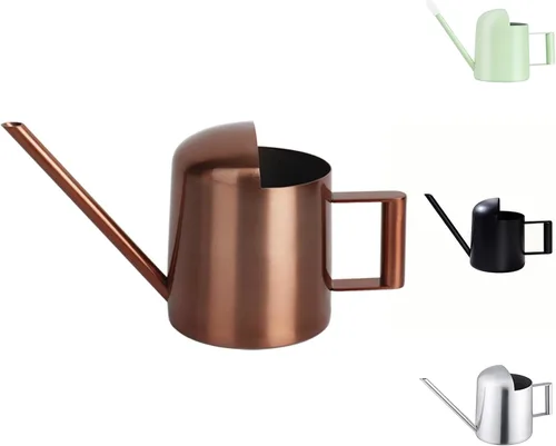 Vista 3 de Regadera Mini, 300ml/10oz de acero inoxidable con boquilla larga, pequeña regadera para plantas de interior, suculentas, hierbas (negro)