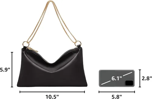 Vista 3 de oscaurt Bolso de noche para mujer, cartera de hombro de satén para graduación, compromiso, cóctel, fiesta, boda