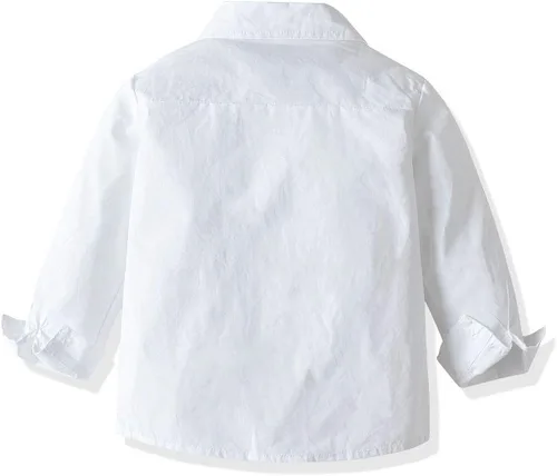Vista 3 de Conjunto formal de 4 piezas de camisa de manga larga tirantes pantalones pajarita