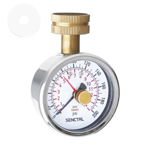 Vista 9 de SENCTRL Medidor de prueba de presión de agua de 0-100 psi con aguja de arrastre, sin plomo, tamaño de dial de 2-1/2", rosca de manguera de jardín
