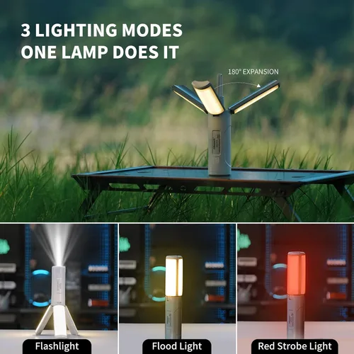 Vista 3 de Allspark - Luz de camping plegable recargable con soporte, impermeable, colgante LED, luces de tienda de campaña magnéticas, regulables, con trípode