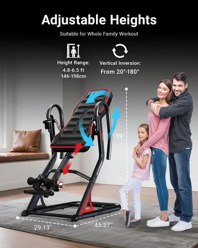 Vista 3 de HARISON Inversion Table for Back Pain Relief - Decompression Back Stretcher, 350LBS Capacity Strength Training Inversion Equipment, Decompression