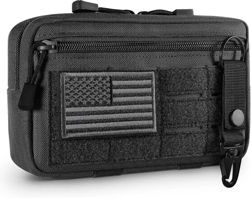 Vista 12 de FRTKK - Funda táctica Molle Admin Pouch Utility de corte láser EDC, bolsa de herramientas, fundas modulares horizontales, incluye parche