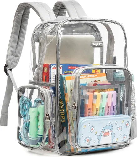 Vista 10 de J.CARP Mochila Transparente Resistente de Alta Capacidad, Bolsa Duradera y Transparente