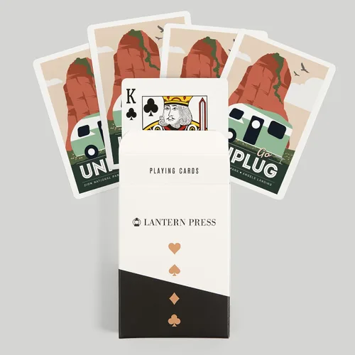 Vista 6 de Lantern Press Angels Landing, Zion National Park, Utah, Go Unplug, Retro Camper, 52 Playing Cards for Adults, Poker Size Card Deck