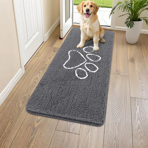 Vista 67 de Smiry Tapete para puerta de perro para patas fangosas, absorbente y Gris y negro