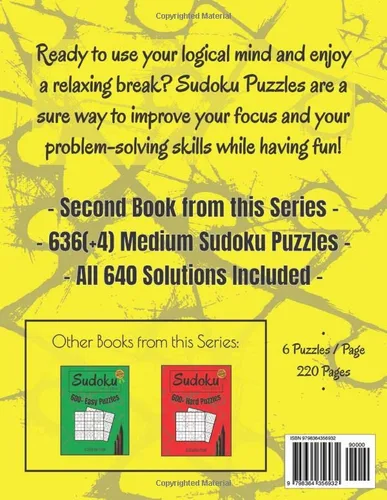 Vista 2 de Sudoku - Yellow Edition - Over 600 Medium Puzzles - Volume 2 All Intermediate Level Sudoku Puzzles with Solutions - Tricolor Logic Sudoku Series