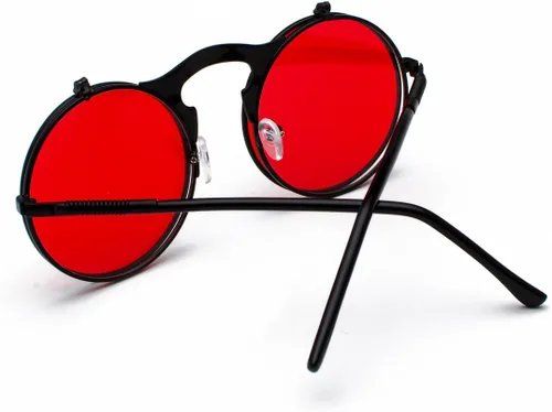 Vista 3 de COASION Gafas de sol redondas vintage para hombres y mujeres, jóvenes, círculo, steampunk, disfraz