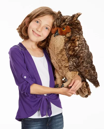 Vista 3 de Peluche de búho gigante Melissa & Doug, muy realista, 17 pulgadas de alto