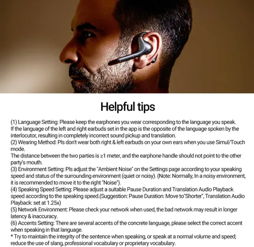 Vista 8 de Timekettle W4 Pro - Audífonos intérprete AI, traducción bidireccional de voz en tiempo real, más de 50 idiomas, traductor Bluetooth de video