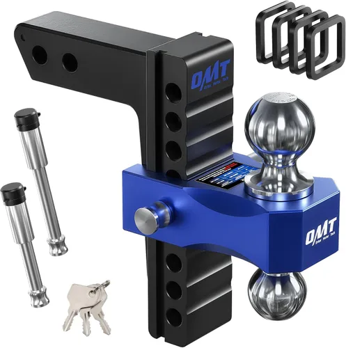Vista 9 de OMT - Enganche de remolque ajustable, receptor de 2 pulgadas, enganche de Negro-Azul