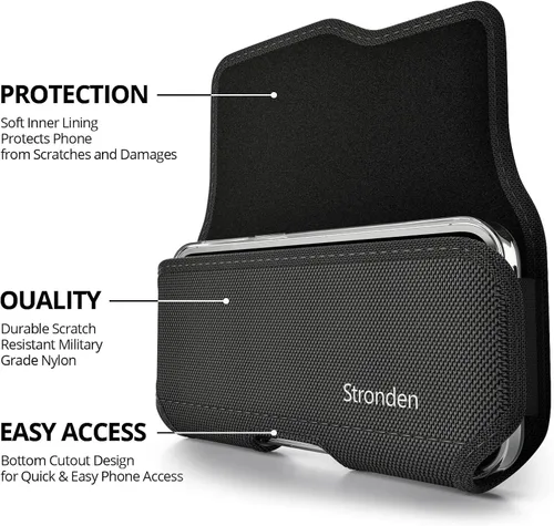 Vista 2 de Stronden Funda de cierre magnético para Samsung Galaxy S26, S25, S24, S23, S22, S21, S20, S10, S9, A10e, A01 - Funda de nailon para cinturón