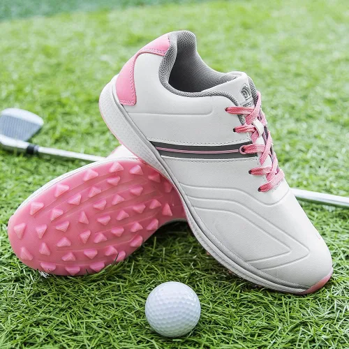 Vista 4 de Zapatos de golf impermeables para mujer, sin pinchos, tenis deportivos de golf al aire libre, ligeros, cómodos