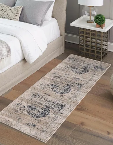 Vista 14 de Unique Loom Chateau Collection - Alfombra de área - Hoover (2' 2" x 3' 1" rectangular, azul oscuro/beige)