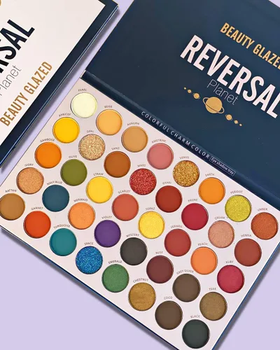 Vista 2 de Paleta de maquillaje Reversal Planet, 40 colores de purpurina metálica de alta pigmentación, fácil de difuminar, Sombras de ojos resistentes al