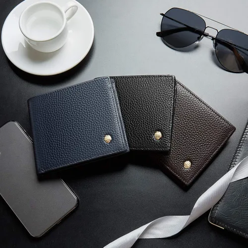 Vista 28 de LAORENTOU Billeteras de cuero genuino para hombre, billeteras plegables con cremallera, bolsillo para monedas, casual, cartera delgada