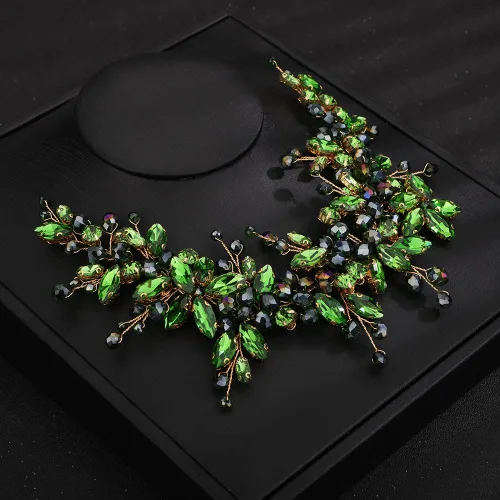 Vista 8 de Teyglen Diadema de cristal para el cabello de boda, con cuentas de diamantes de imitación rojos, hecha a mano, rojo, rosa, azul, negro, flores