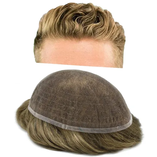 Vista 98 de Peluca de cabello humano con encaje completo, línea capilar real, para hombre, peluca de cabello con nudo blanqueado, pieza de pelo para hombres