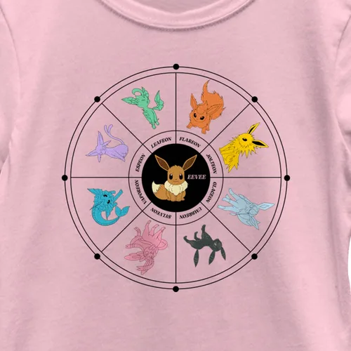 Vista 2 de Pokemon Eevee Evolution Tarot Card Girls Short Sleeve Tee Shirt
