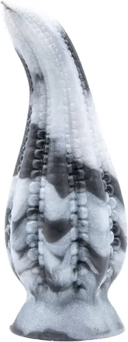 Vista 6 de Dakken - Consolador con ventosa de tentáculo, diseño de mármol negro/blanco, hecho a mano en los Estados Unidos, juguetes sexuales para adultos (XL)