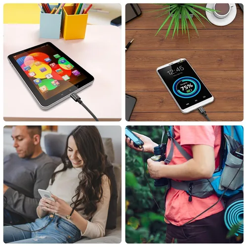 Vista 7 de Cable USB C a USB C, carga súper rápida de 100 W, 5 A, PD 3.0, paquete de 5 (6.6 pies), cable de carga trenzado tipo C para iPhone 17/16 Pro Max