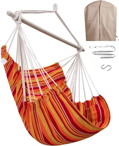 Vista 8 de MIZTLI Silla Hamaca con Columpio para Interior para Dormitorio - Máximo 500 Libras - Barra de Acero con Anillos Antideslizantes - Para