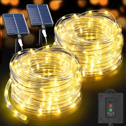 Vista 12 de KNONEW - Guirnalda de luces de 164 pies con 1000 luces LED para exteriores, luces de cuerda impermeables para exteriores con 8 modos, tubo