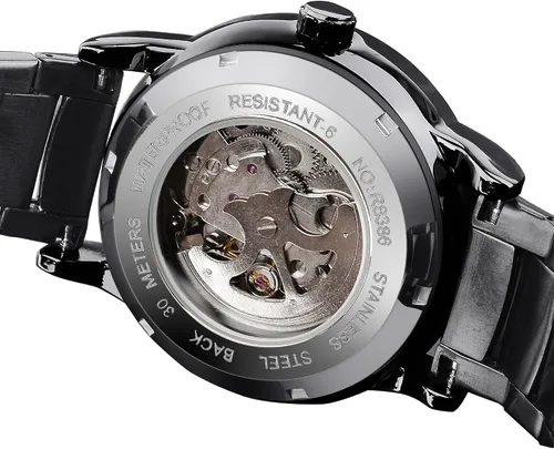Vista 7 de FORSINING Men's Automatic Watch with Mechanical Movement, Skeleton Dial and Stainless Steel Band