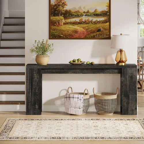 Vista 5 de Tribesigns Mesa Consola Extra Larga de 70.9 Pulgadas, Mesa de Sofá de Madera Estilo Granja Detrás del Sofá, Mesa de Acento Estrecha para Entrada