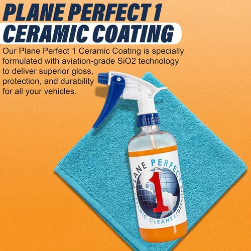Vista 2 de Plane Perfect 1 revestimiento de cerámica SiO2 de grado aeronáutico – Spray detallador rápido de alto brillo – Sin agua, protección hidrofóbica