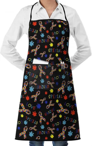 Vista 30 de Delantal unisex con cuello ajustable con bolsillos espaciosos y lazos largos