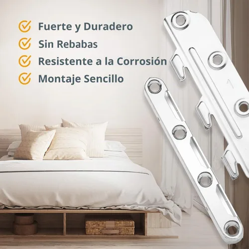 Vista 4 de Soportes para riel de cama montados en superficie POWERTEC 4 piezas, herrajes para armazón de cama con tornillos de montaje para armazón