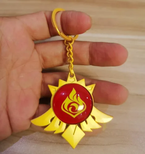 Vista 2 de Gaweco Genshin Thunder - Llavero de paja con diseño de ojo de impacto, viento, fuego, hielo, agua, roca, exquisito cosplay