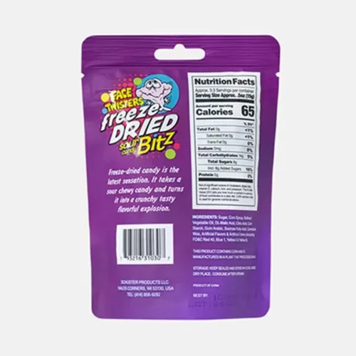 Vista 2 de Face Twisters - Caramelos agrios liofilizados, paquete de 2, cuatro sabores agrios afrutados, bolsas de 4.23 onzas