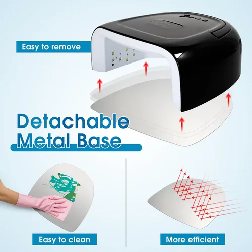 Vista 3 de Lámpara de uñas LED recargable de 60 W, lámpara de gel inalámbrica con mango portátil y 42 cuentas de lámpara, sensor automático UV LED secador