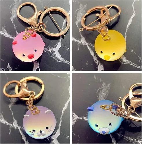 Vista 6 de 2 moldes de resina de silicona para llavero de joyería, collar colgante, lindos orbes de animales, lechón, pollo, oso, moldes de fundición