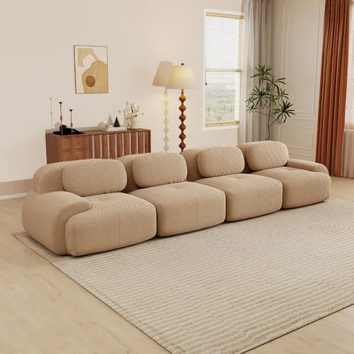 Vista 138 de Sofás seccional modular de 80" sin huesos modernos para sala de estar, juego de sofás comprimidos de 2 plazas con asiento profundo, sin necesidad