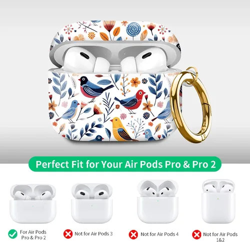 Vista 6 de Funda compatible con AirPod Pro de 2ª/1ª generación con llavero, funda protectora completa a prueba de golpes para auriculares inalámbricos
