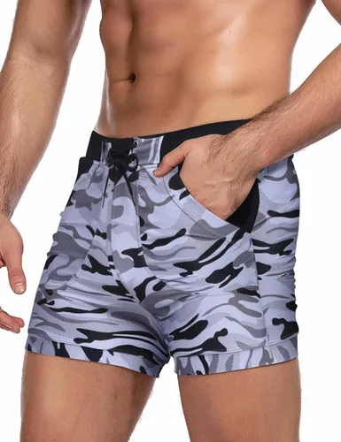 Vista 3 de COOFANDY Traje de baño para hombre de camuflaje de secado rápido con bolsillos