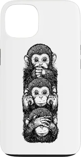 Vista 7 de Three Wise Monkeys See No Evil Hear No Evil Speak No Evil Case for iPhone 16