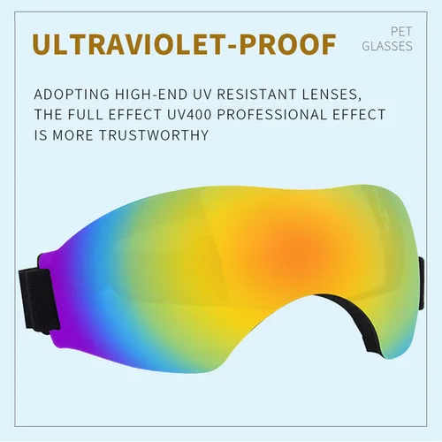 Vista 5 de Gafas de sol para perros pequeños, gafas para perros con correa ajustable, protección UV, adecuadas para perros pequeños Estilo liso-Multicolor