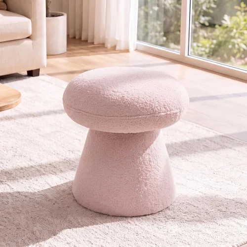 Vista 11 de FOXHUNTER Moderno reposapiés otomano, taburete trenzado de felpilla con relleno de esponja, exquisito taburete de puf para mesa auxiliar, taburete