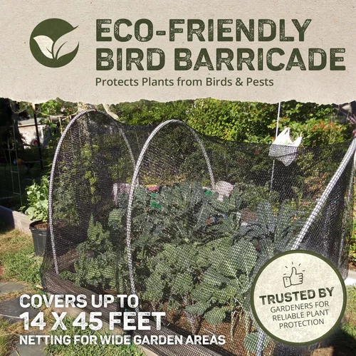 Vista 3 de Dewitt Red de malla de barricada para pájaros, 14 x 45 pies, red de protección de jardín de polietileno para frutas, verduras, árboles, flores