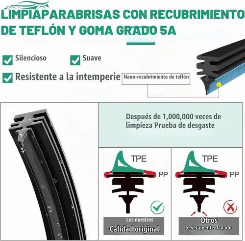 Vista 4 de Juego de hojas de repuesto para limpiaparabrisas delantero y trasero de 16, 16, 12 pulgadas, calidad prémium, para todo tipo de clima, calidad