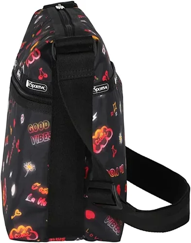 Vista 3 de LeSportsac Stay True Bolso cruzado pequeño estilo hobo estilo 3709color E481, palabras de estilo pop art empoderadoras con efecto de teñido anudado