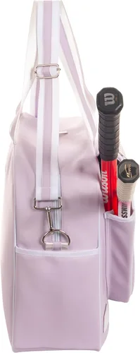 Vista 6 de Remobia Hicol Bolso deportivo grande de piel sintética púrpura para mujer, bolsa de hombro para raqueta de tenis, bolsa de mano de tenis para 2