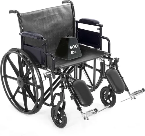 Vista 13 de Silla de ruedas bariátrica de servicio pesado para adultos - Negro - Brazos de escritorio removibles y reposapiernas elevados - Altura estándar